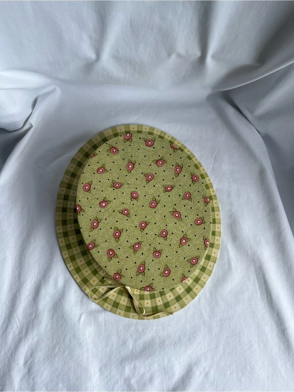 Punch Studio Green Floral Round Decorative Hat Box with Pink Interior